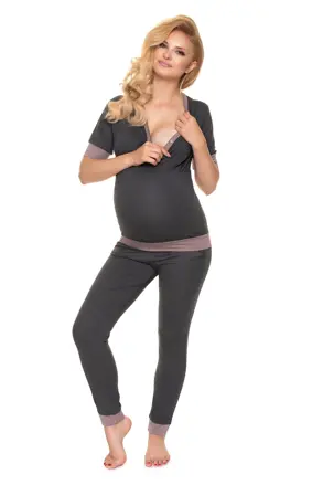 Tehotenské a materské pyžamo PeeKaBoo Graphite