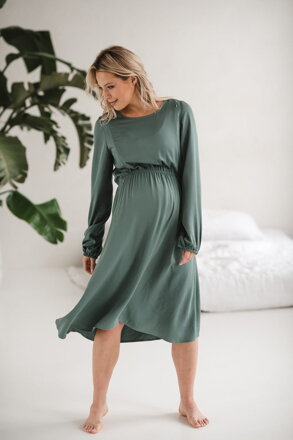 Tehotenské šaty na dojčenie, dl.rukáv, Lovely Midi Dress Mint