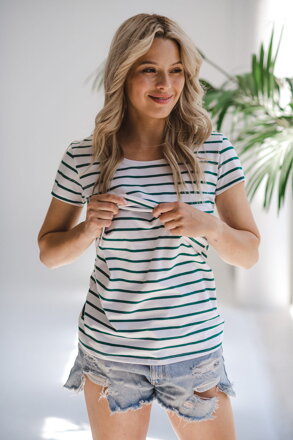 Tričko na dojčenie Milk Shirt Green Stripes