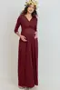 Tehotenské maxi šaty na dojčenie s 3/4 rukávom Natalie Burgundy