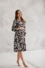Tehotenské šaty na dojčenie, dl.rukáv, Lovely Midi Dress Black print