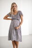 Tehotenské šaty na dojčenie Lovely Midi Dress Navy with Flowers SS