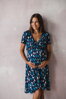 Tehotenské šaty na dojčenie s krátkym rukávom Two Ways Midi Navy