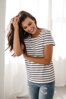 Pruhované tričko na dojčenie Mama Flow Navy stripes