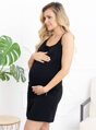 Materská nočná košeľa na ramienka Basic Black