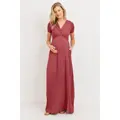 Tehotenské maxi šaty na dojčenie Carol Red Brown
