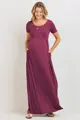 Tehotenské maxi šaty s krátkym rukávom Catrice Magenta
