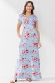 Kvetinové tehotenské maxi šaty na dojčenie Ellie Blue