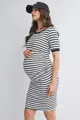 Pruhované priliehavé tehotenské šaty Kimberley Stripes
