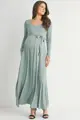 Maxi šaty s výstrihom do V a dlhým rukávom pre tehotné Layla Sage