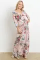 Tehotenské kvetinové maxi šaty Taylor Mauve