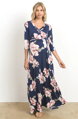 Tehotenské kvetinové maxi šaty Thalia Navy