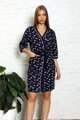 Tenký bavlnený župan do pôrodnice LaPenna 19269 Navy with Pink Heart