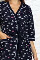 Tenký bavlnený župan do pôrodnice LaPenna 19269 Navy with Pink Heart