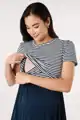 Tehotenské a dojčiace šaty z organickej bavlny Navy/ Stripes