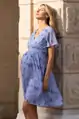 Šifónové tehotenské a dojčiace šaty Flower print Blue