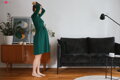 Šaty tehotenské a na dojčenie, 7/8 rukáv, Carry Bottle Green Dress