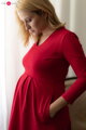 Šaty tehotenské a na dojčenie, 7/8 rukáv, Carry Red Dress
