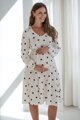 Tehotenské ľanové šaty na dojčenie Lovely Midi Dress Cream with Dots