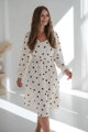 Tehotenské ľanové šaty na dojčenie Lovely Midi Dress Cream with Dots