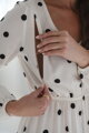 Tehotenské ľanové šaty na dojčenie Lovely Midi Dress Cream with Dots