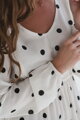 Tehotenské ľanové šaty na dojčenie Lovely Midi Dress Cream with Dots