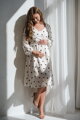 Tehotenské ľanové šaty na dojčenie Lovely Midi Dress Cream with Dots
