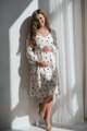 Tehotenské ľanové šaty na dojčenie Lovely Midi Dress Cream with Dots