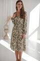 Tehotenské ľanové šaty na dojčenie Lovely Midi Dress Green Flowers