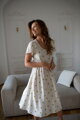 Tehotenské ľanové šaty na dojčenie Lovely Midi Dress Sage Dots