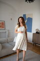 Tehotenské ľanové šaty na dojčenie Lovely Midi Dress Sage Dots