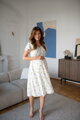 Tehotenské ľanové šaty na dojčenie Lovely Midi Dress Sage Dots