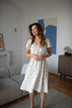 Tehotenské ľanové šaty na dojčenie Lovely Midi Dress Sage Dots