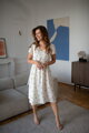 Tehotenské ľanové šaty na dojčenie Lovely Midi Dress Sage Dots