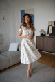 Tehotenské ľanové šaty na dojčenie Lovely Midi Dress Sage Dots