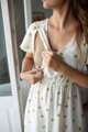 Tehotenské ľanové šaty na dojčenie Lovely Midi Dress Sage Dots