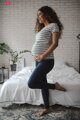 Tmavomodré tehotenské legíny s nízkym pásom Milk&Love