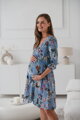 Tehotenské šaty na dojčenie Lovely Dress, Blue with flowers