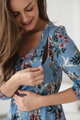 Tehotenské šaty na dojčenie Lovely Dress, Blue with flowers