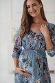 Tehotenské šaty na dojčenie Lovely Dress, Blue with flowers