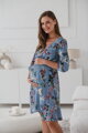 Tehotenské šaty na dojčenie Lovely Dress, Blue with flowers