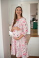 Tehotenské šaty na dojčenie, 34 rukáv, Lovely Dress Pink Blossom
