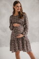 Tehotenské šaty na dojčenie, dl.rukáv, Lovely Dress Black with Flowers