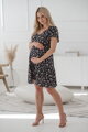 Tehotenské šaty na dojčenie Lovely Dress Black with Roses SS