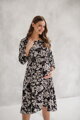 Tehotenské šaty na dojčenie, dl.rukáv, Lovely Midi Dress Black print
