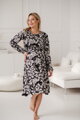 Tehotenské šaty na dojčenie, dl.rukáv, Lovely Midi Dress Black print