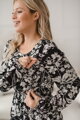 Tehotenské šaty na dojčenie, dl.rukáv, Lovely Midi Dress Black print