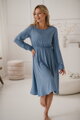 Tehotenské šaty na dojčenie, dl.rukáv, Lovely Midi Dress Blue