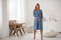Tehotenské šaty na dojčenie, dl.rukáv, Lovely Midi Dress Blue