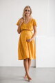 Tehotenské šaty na dojčenie Lovely Midi Dress Mustard SS